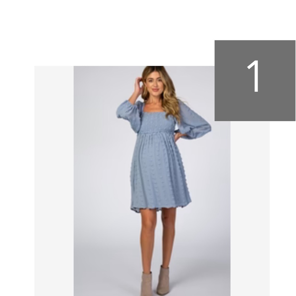 Pinkblush Light Blue Long Sleeve Maternity Dress